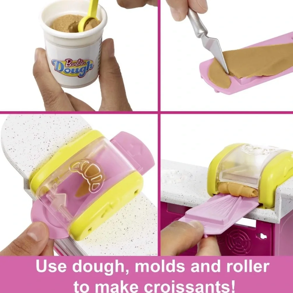 NWT Barbie It Takes Two Café Playset Kitchen 18 Pastry Making Accessories Dough